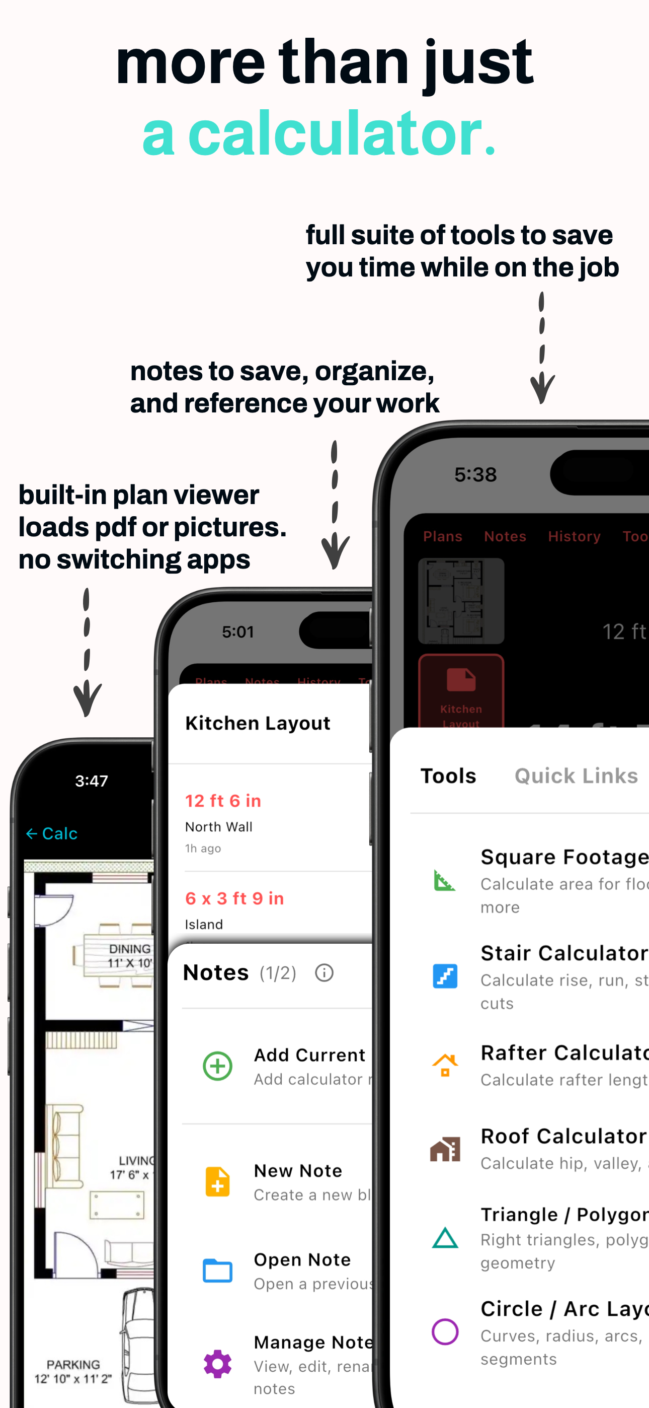Visor de planos, notas y herramientas especializadas de HammerCalc